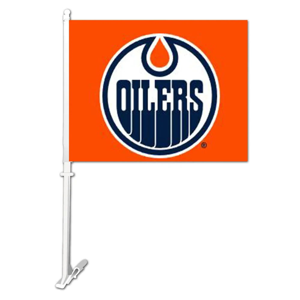 Edmonton Oilers Hot Selling High Quality NHL Ice Hockey Car Flag Bright Colors Outdoor Car Flag