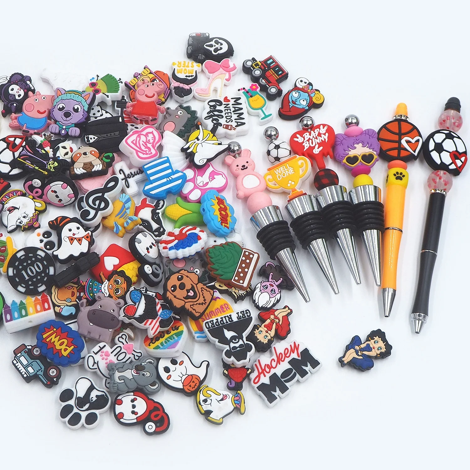 Wholesale BPA Free DIY Baby Pacifier Chain Baby Teeth Beads Chewing Toys Tuba Focal Silicone Charms For Pens