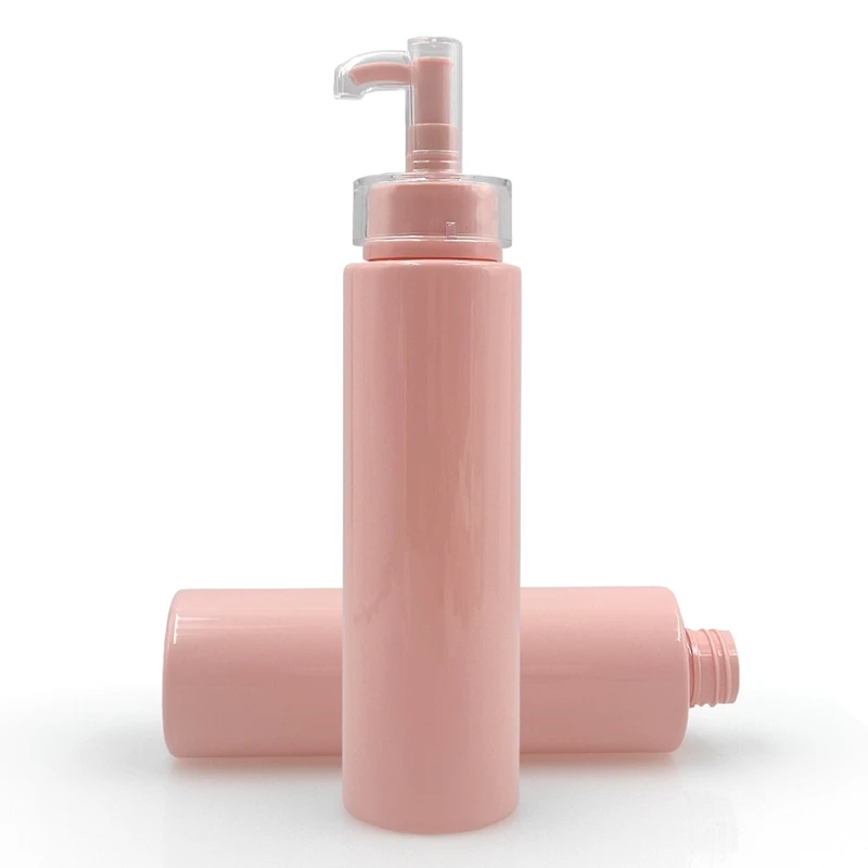 Factory Custom Logo Printed Pump Matte Hotel Conditioner Shampoo Face Wash Body Cream Luxury Pink Plastic Cosmetic Bottle
