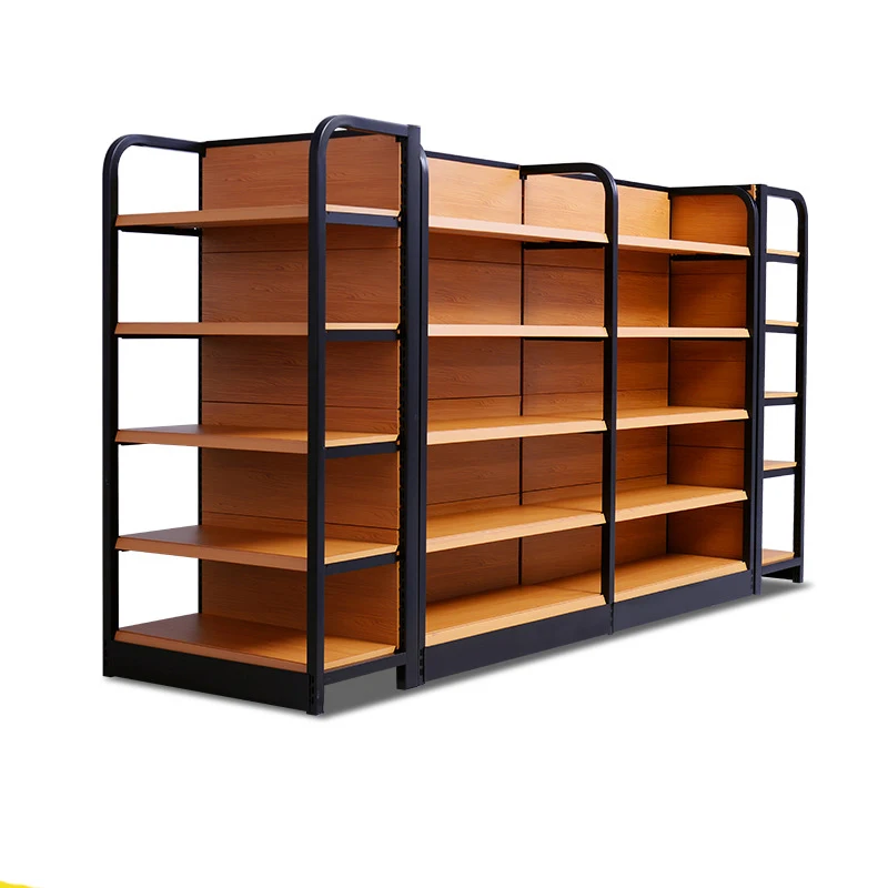 Factory Iron Wood Style Shelves Gas Station Black Metal Wall Shelves