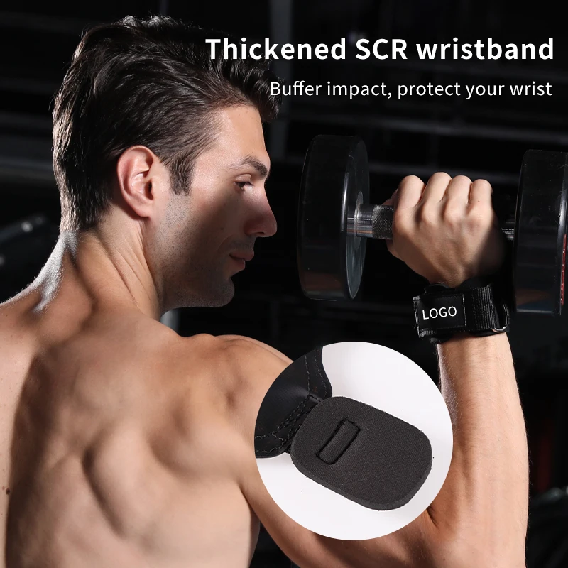 Weight Lifting Hand Grips Workout Pads with with Built in Adjustable Wrist Support Wraps for Power Lifting Pull Up Fitness Gym