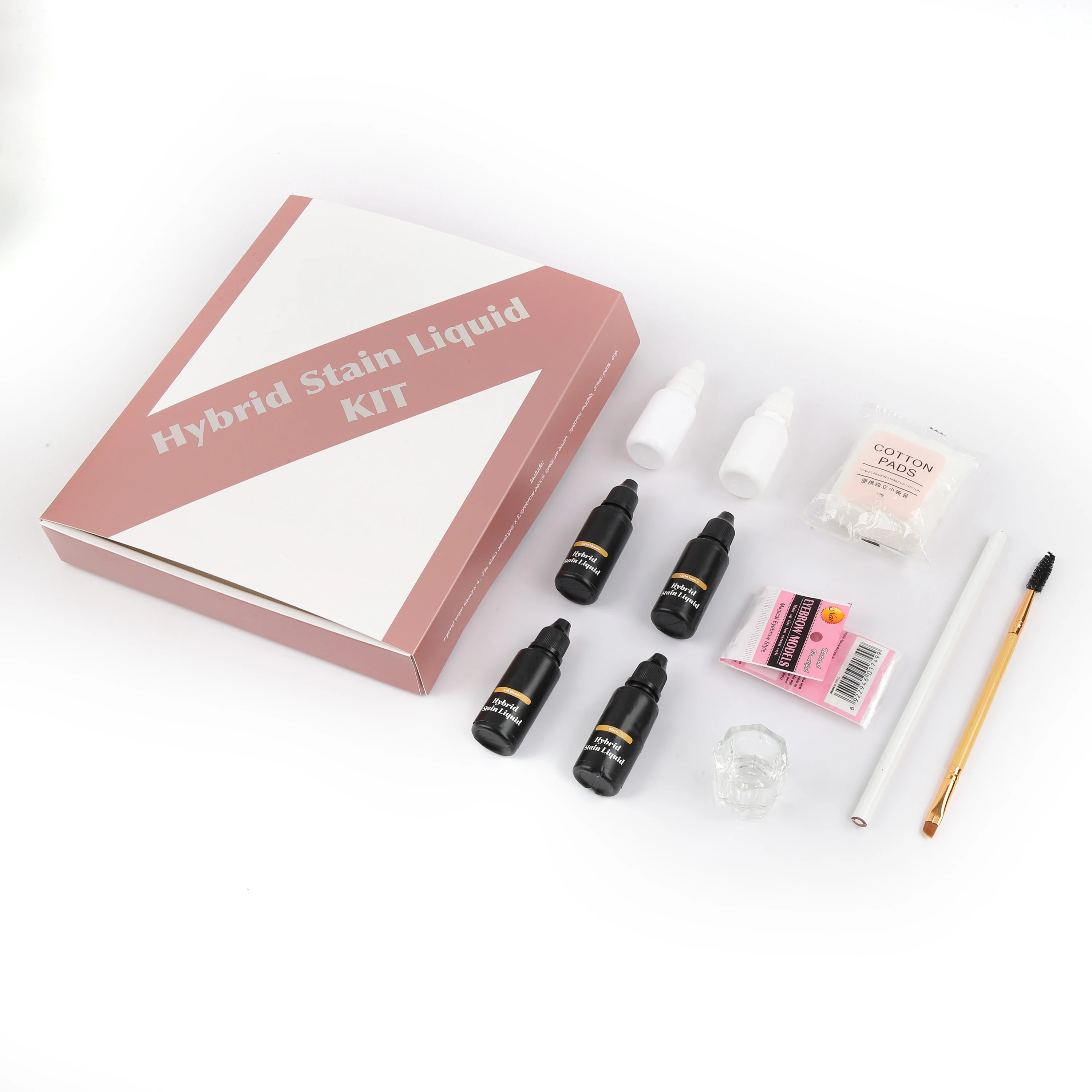 Plant based lash brow dye 9 color eye brow stain tint long lasting hybrid liquid eyebrow tint kit private label