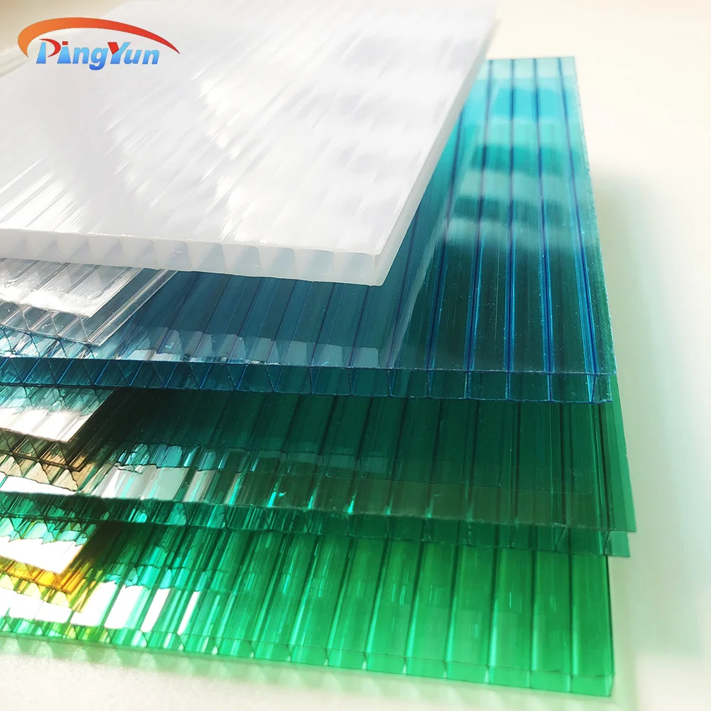 Plastic roof 5mm twinwall hollow polycarbonate corrugated rain protection in window and door