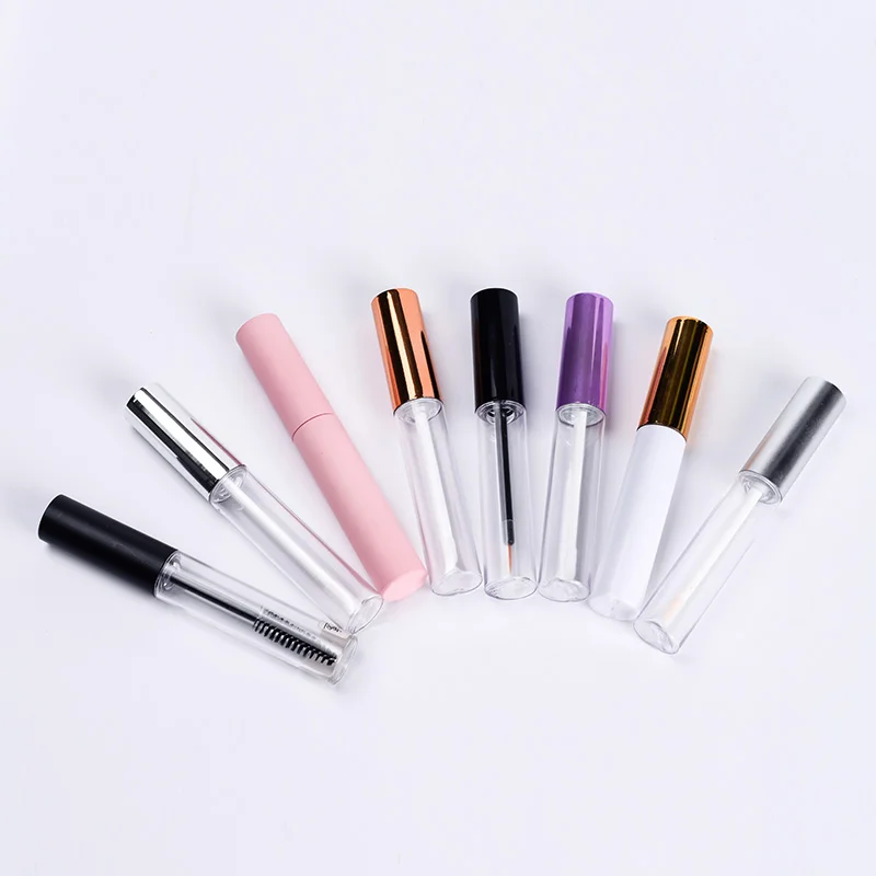 cosmetics package 10ml clear eyelash Lip glaze  lip gloss mascara tube with silver gold black pink cap