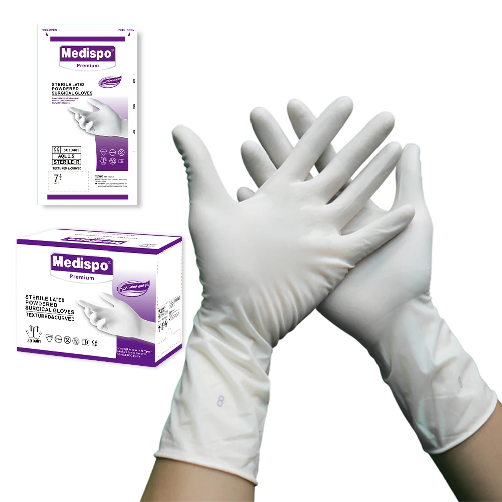 High standard medical grade latex powdered sterile surgical gloves