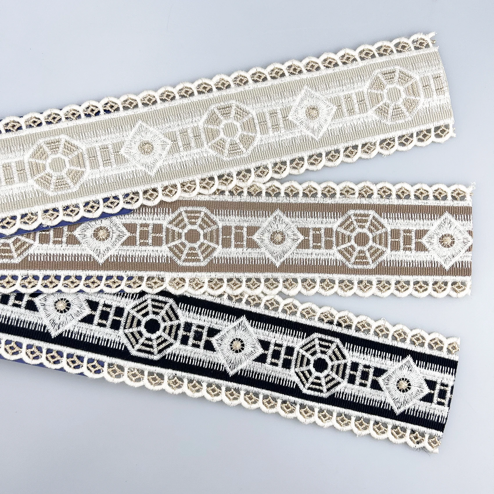 Wholesale of High-end New Chinese Style Spliced Embroidered Curtains with Side Woven Straps and Fabric Decorations