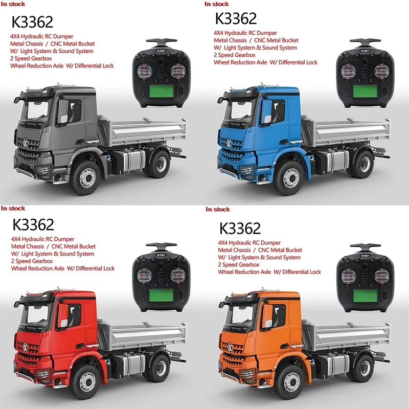 K3362 Huina Kabolite 1/14 Радиоуправляемый гидравлический самосвал 4x4 готовый Металл для модели Diff замок оси световой звук
