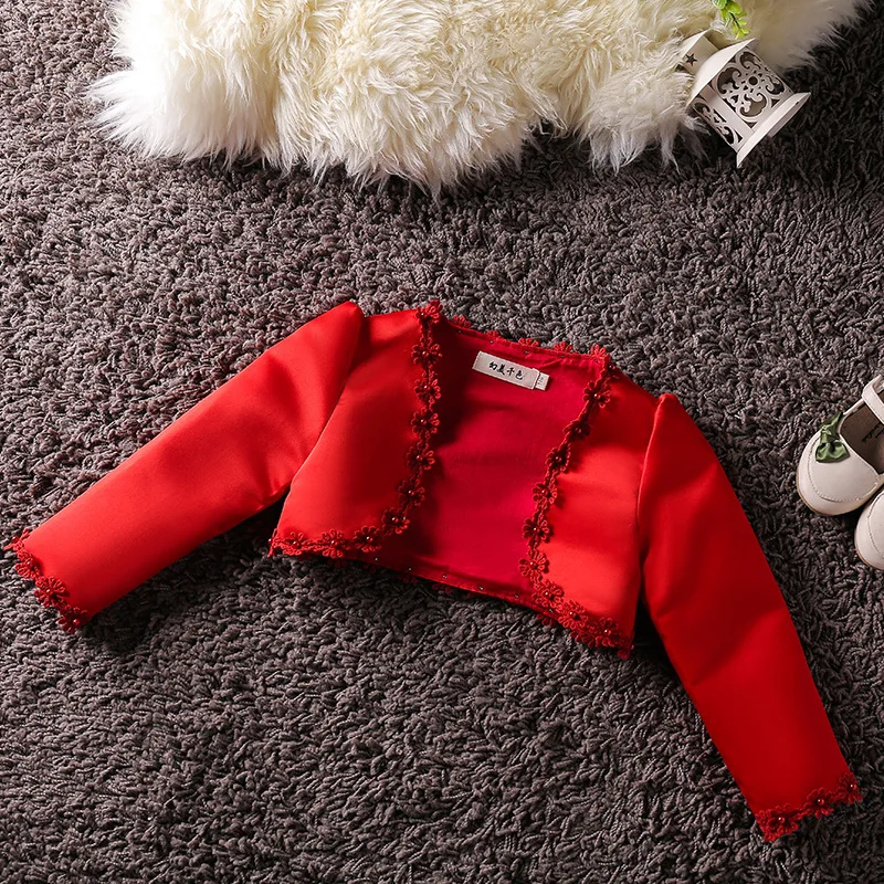 ge flower girl  pink white purple pearl cardigan kid wedding party  cloak  bridal shawl bolero