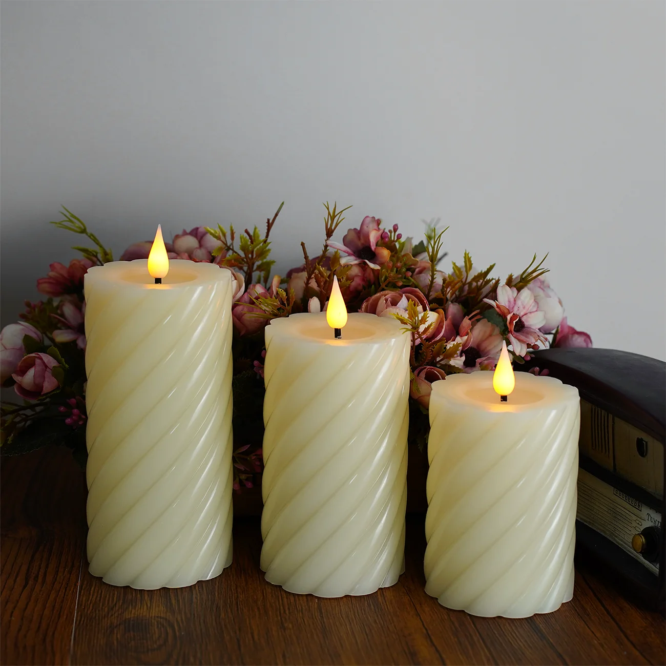 led flameless candle helical Solid wax Christmas candle Church prayer candle wedding
