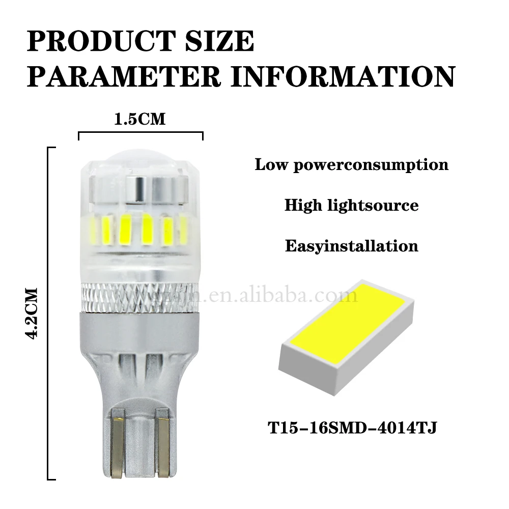 High brightness T15 W16W Back-up Reversing light 12V Auto LED light Bulb white 4014 3030 SMD Replace for car