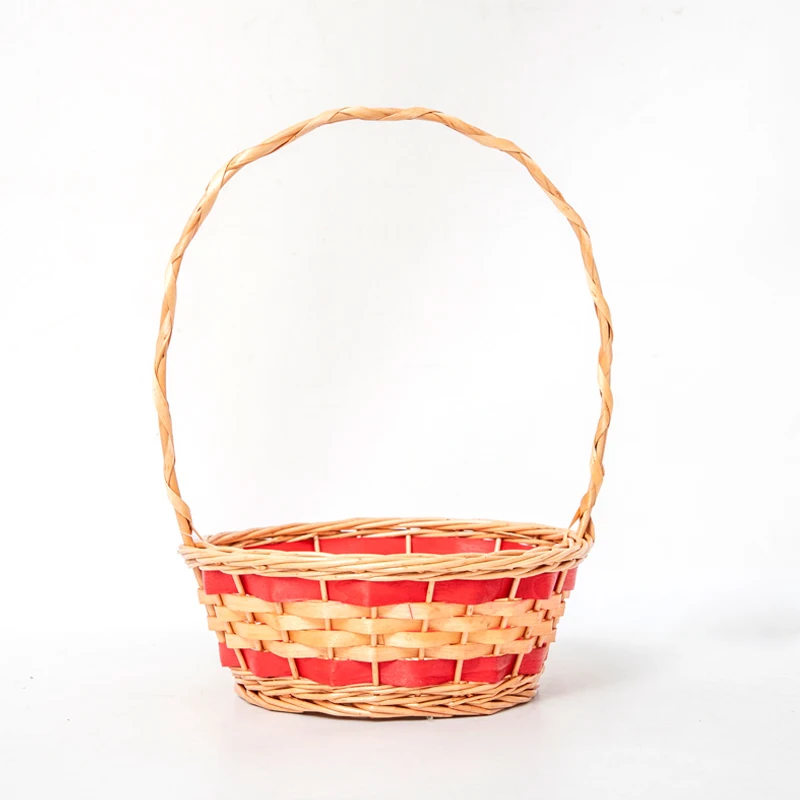 Multifunctional large eco-friendly natural handwoven gift food storage organizer oval empty wicker fruit baskets with handle