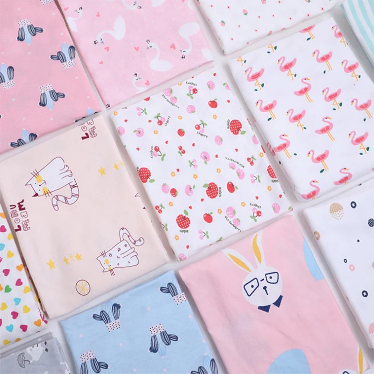 
Shaoxing textile printed cotton fabric 40S 95% cotton 5% spandex jersey fabric for baby t-shirt & sleepwear 