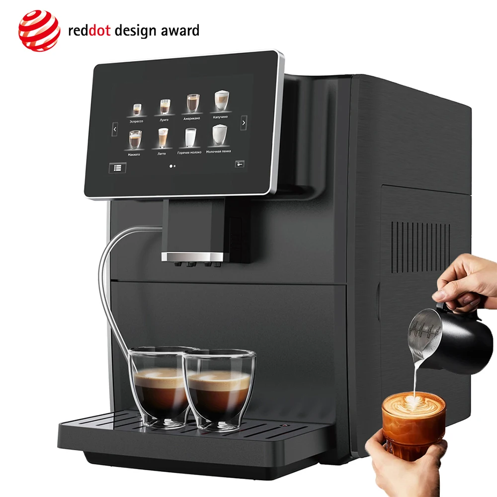 Kaffeemaschine vollautomat полностью автоматическая Коммерческая электрическая 7-дюймовая светодиодная кофемашина эспрессо с сенсорным экраном для бизнеса