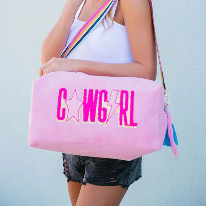 Portable embroidery beach snacks magic duffle bag wifey leather pu bags for travel vacay creative custom shoulder bag women