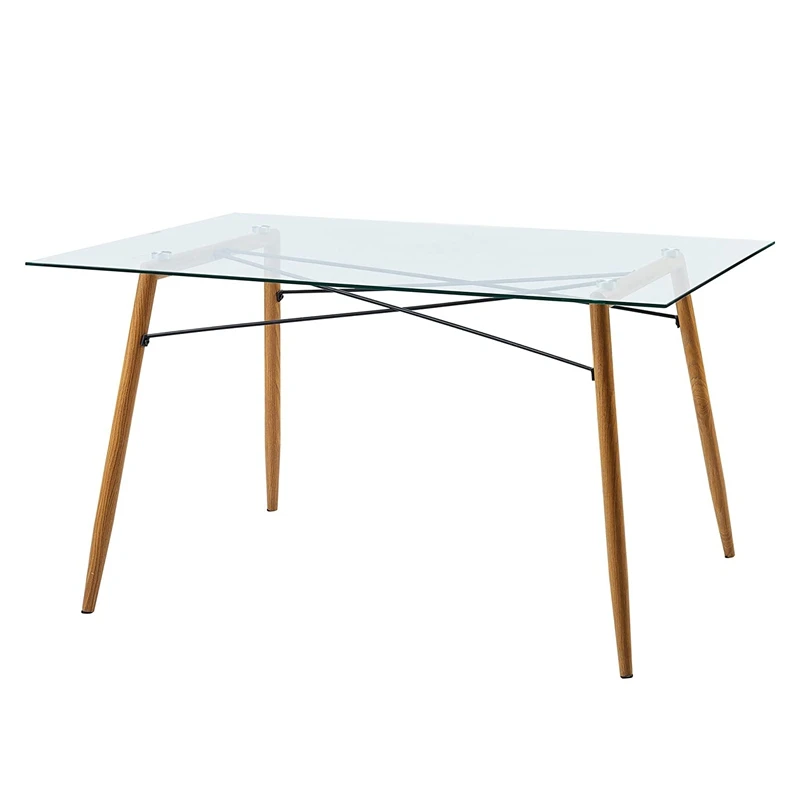 Modern luxury furniture Dining room tempered Glass top chrome base kitchen Dining table