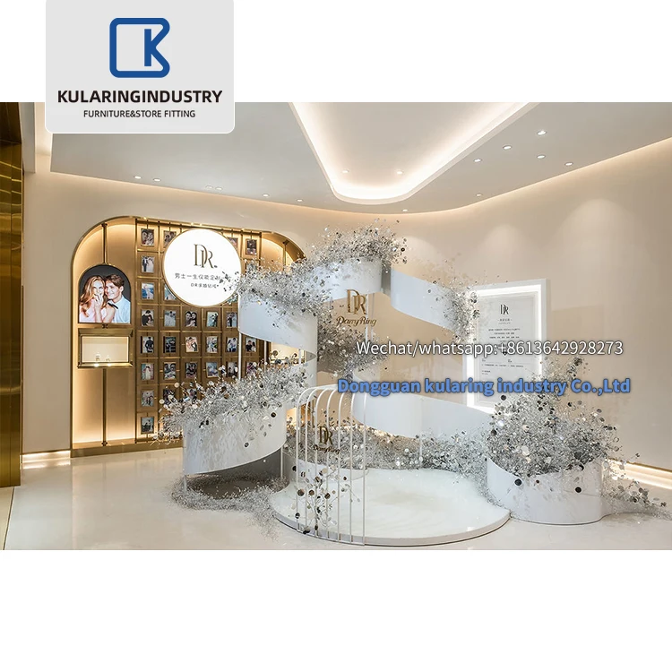 Commercial Wholesale Custom Retail Jewelry Shop Glass Floor Stand Jewelry Display Cabinet Fashion Lighting Glass Counter Table