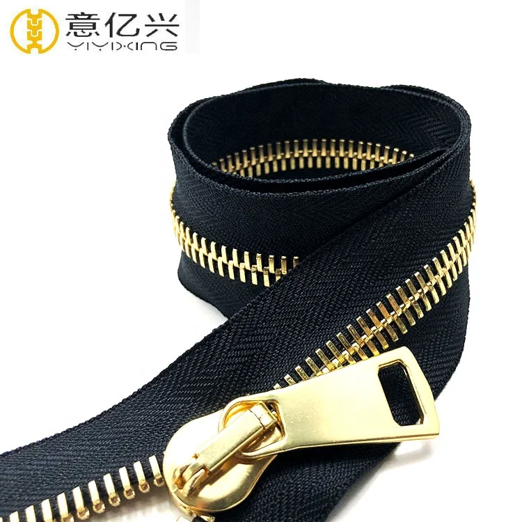 Women Purse Gold Plating Teeth Beige Metal Zipper