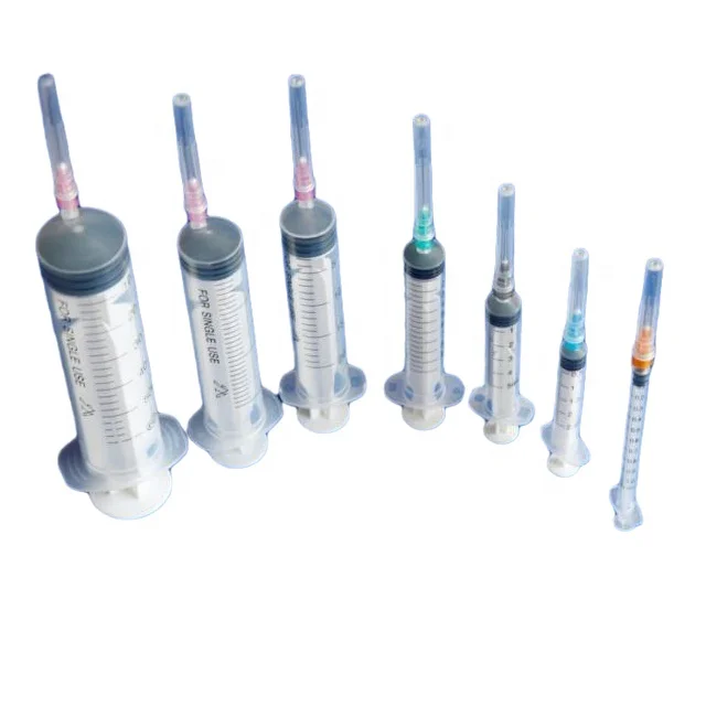 Chinese manufacturer 1ml 3ml 5ml 10ml 20ml Luer lock slip plastic medical disposable syringe with needle