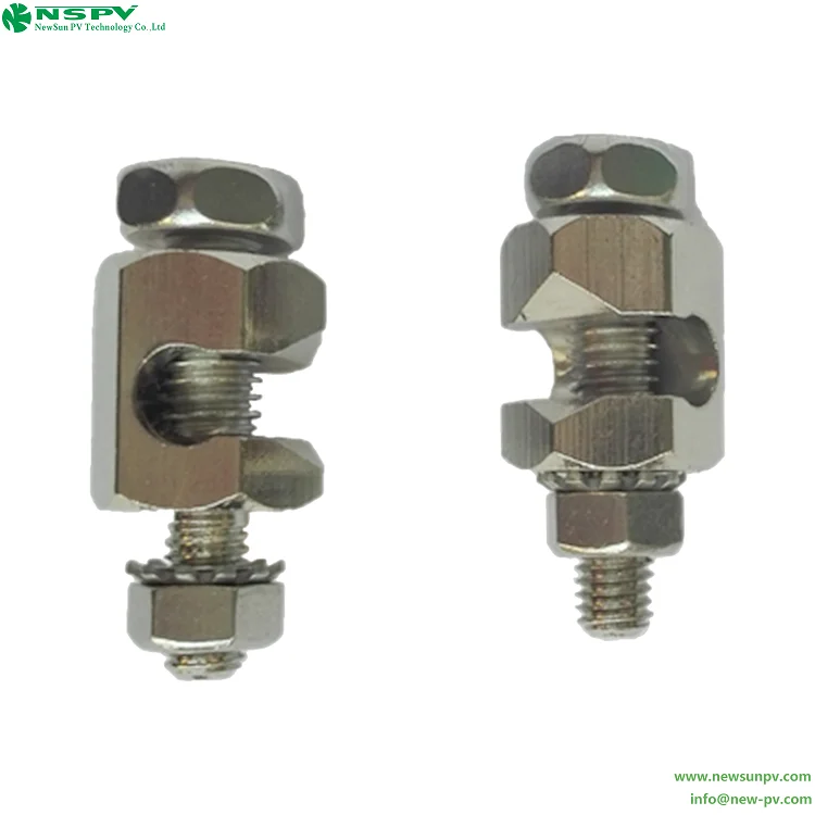 Electrical PV Mounting Cable Solar Grounding Clips Copper Earth Clamp With Screw