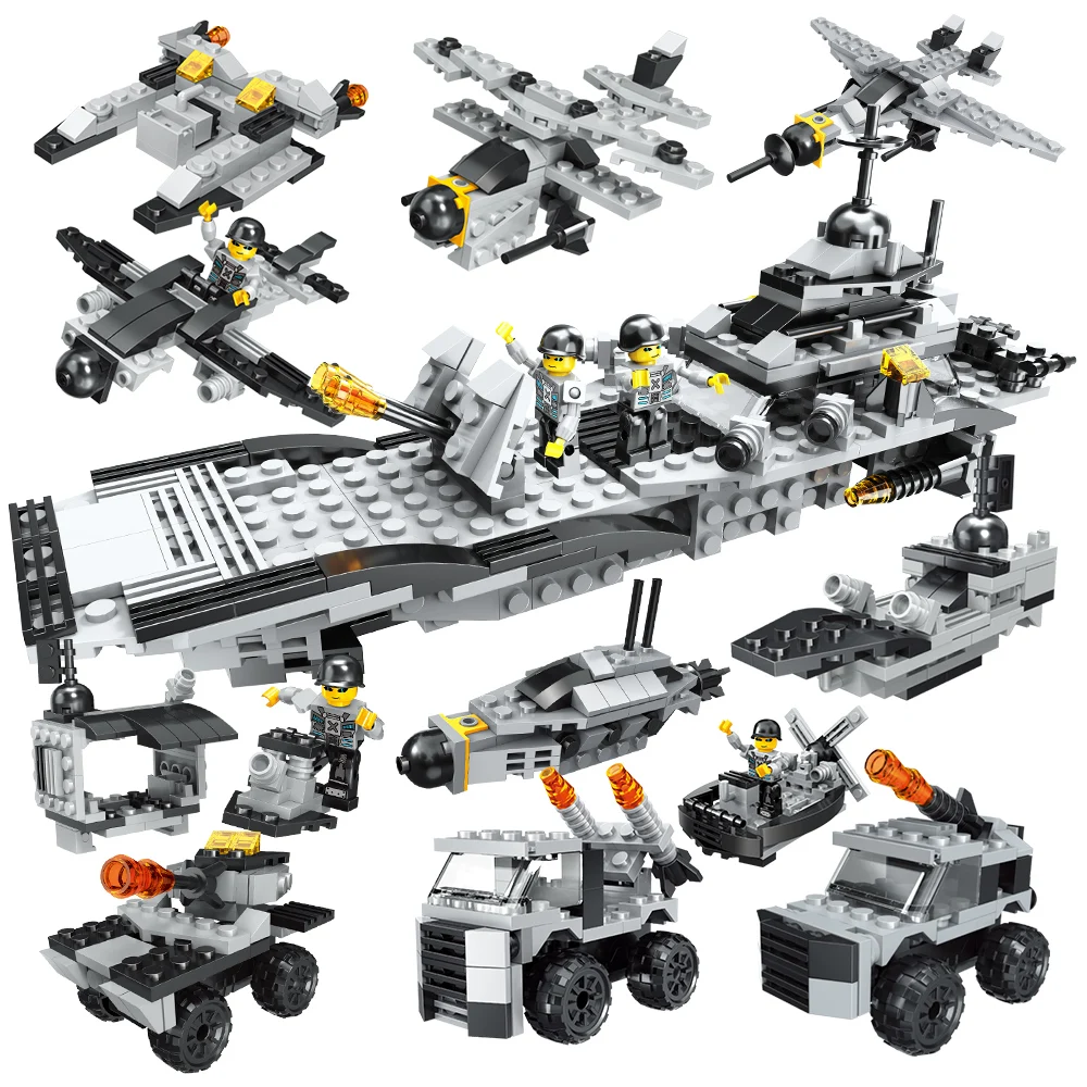 Tank Warship Fighter Assembling Educational Building Blocks Toys Plastic MODEL Toy ABS Construction Toy Block Set