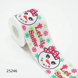 Wired Edge Merry Christmas Grosgrain Ribbon Custom Logo Gift Box Packing 63mm 10 yard