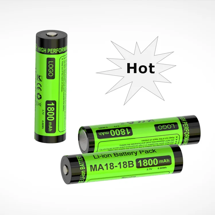 Best Factory Price Customizable 3.7V 1800mAh Li Ion Battery for Flashlight Rechargeable 18650 Battery