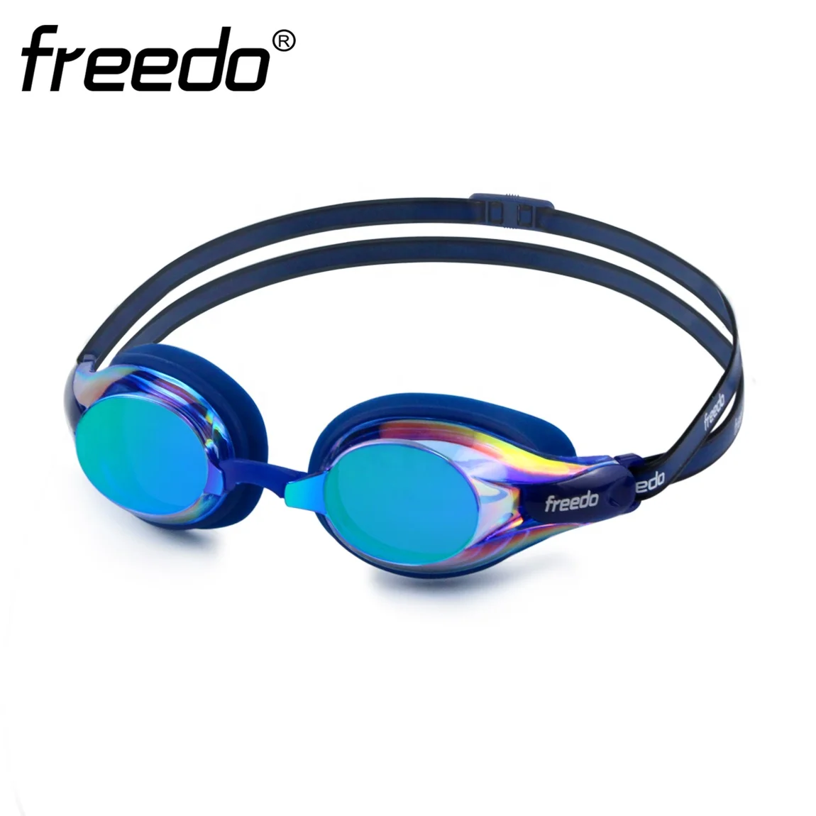 Racing triathlon anti-fog UV protection swimming gear swimming goggles with rainbow mirror coating and customized logo