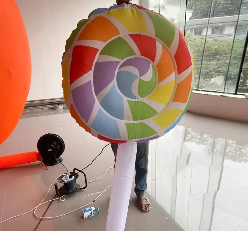 Hot Sale Customized Giant Sweet Inflatable Lollipop Led Light Party Ceiling Inflatable Candy Model Balloon For Sale