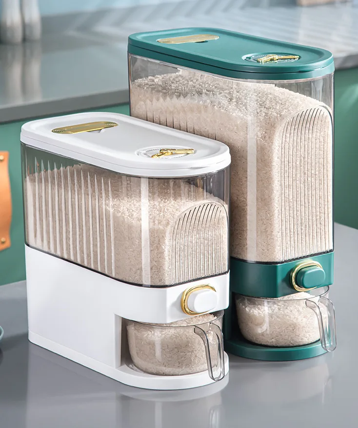 BOCHENG Wholesale Food Grade Cereal Storage Container PET Plastic grain transparent tank rice barrel  Rice Bucket Container