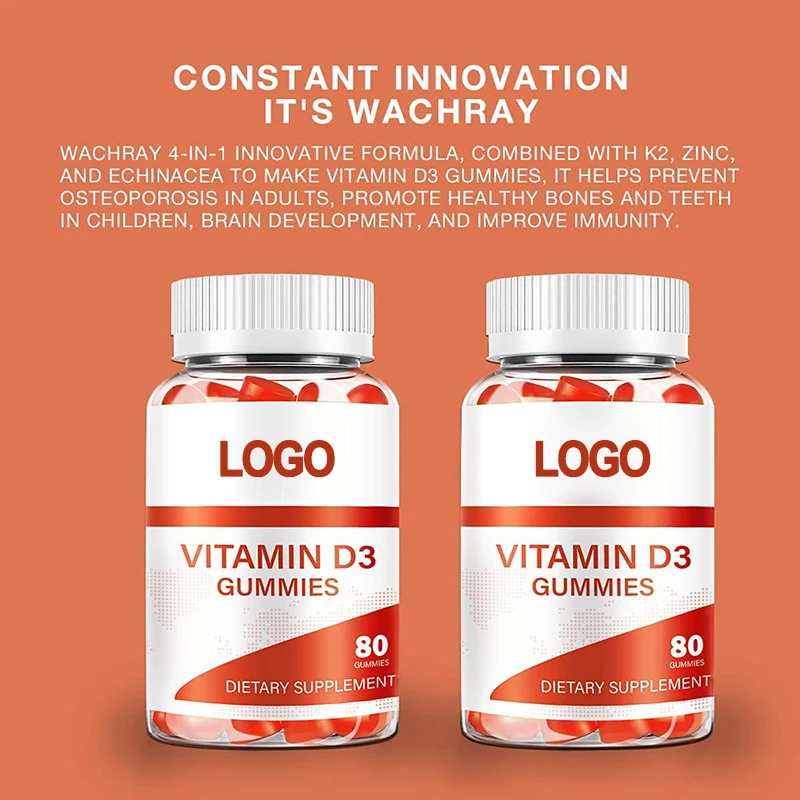 Dietary Supplement Pectin Vegetarian Private Label Improve Bone Density Teeth Health Support Vitamin D3 Gummies