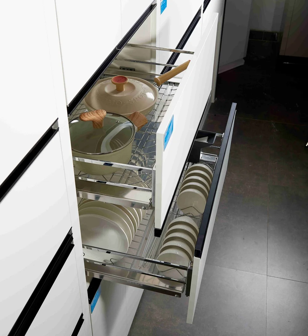 Bolen 3 Sides Stainless Steel Wire Chromed Basket Kitchen Cabinet Pull Out Basket Metal Drawer