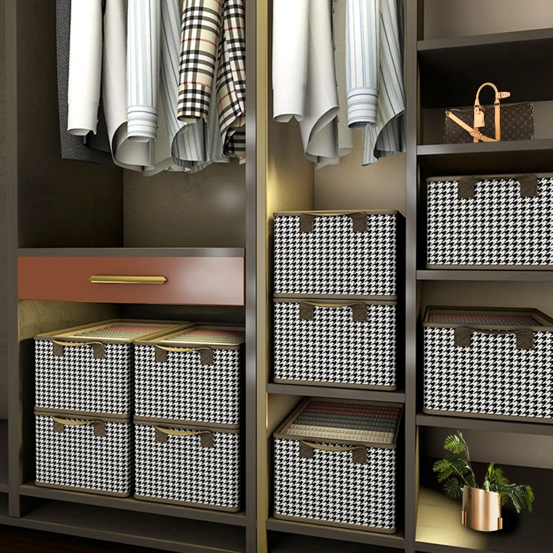 Low Price Handle Design Collapsible Storage Box Closet Organizer for T-shirts Jeans Skirts Cosmetics Foldable Storage Box