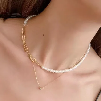 Колье на заказ натуральное пресноводное жемчужное ожерелье с латунной кованые форме плетённого кольца для женщин Colares para mujer