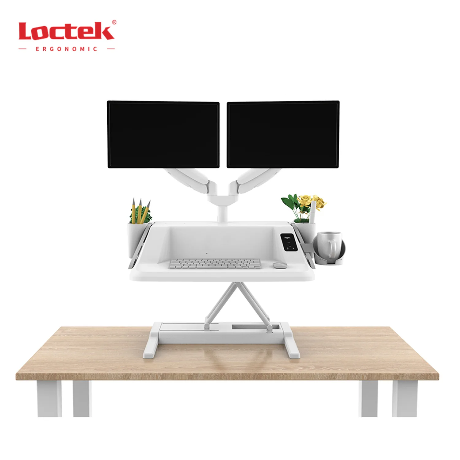 
Smart Electric Height Adjustable Workstation Desk Converter With USB Charge Loctek EMT106S-A 
