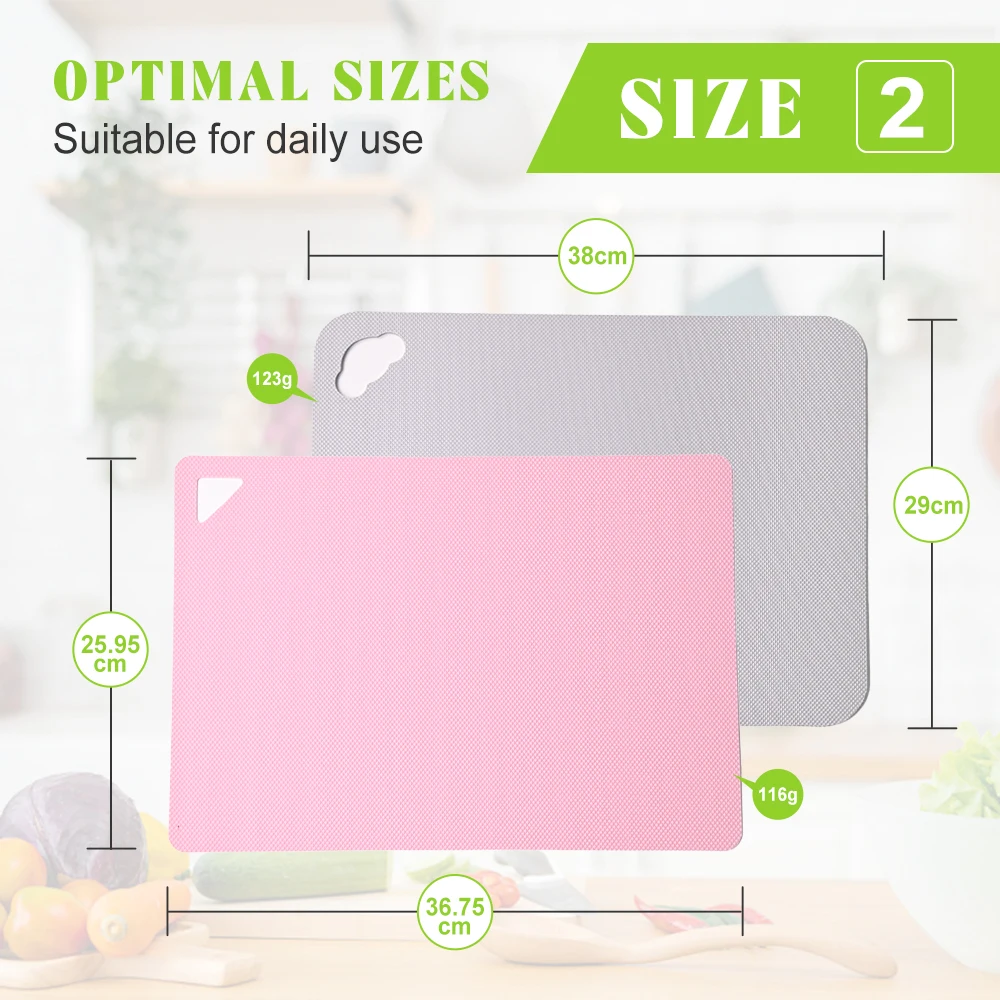 Eco-Friendly Flexible Plastic Cutting Board Set with Handle Thick and Thin for Cheese Fruit Vegetable Cutting