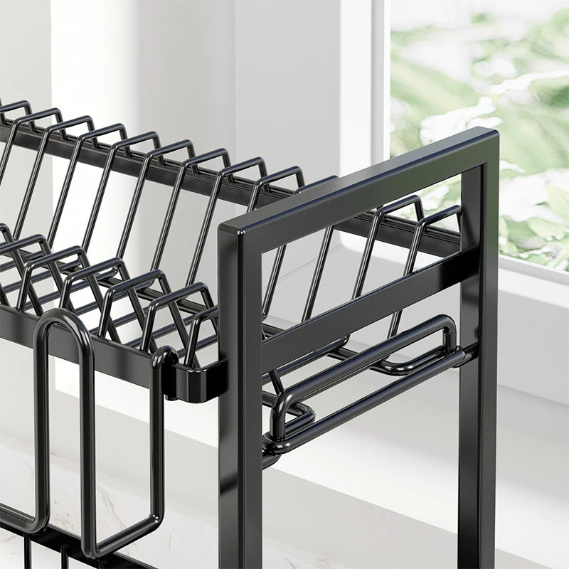 2 tier dish drying rack cutlery drainer dish rack for kitchen black kitchen dish drying rack