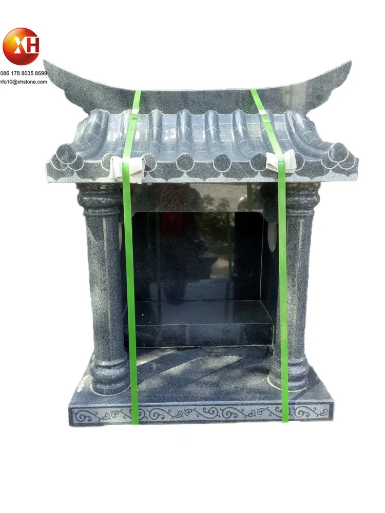 High Quality Hand Carved Bluestone Mini Temple Stone Shrines Tu Di Gong Marble Small Temple For Temple and Home Use