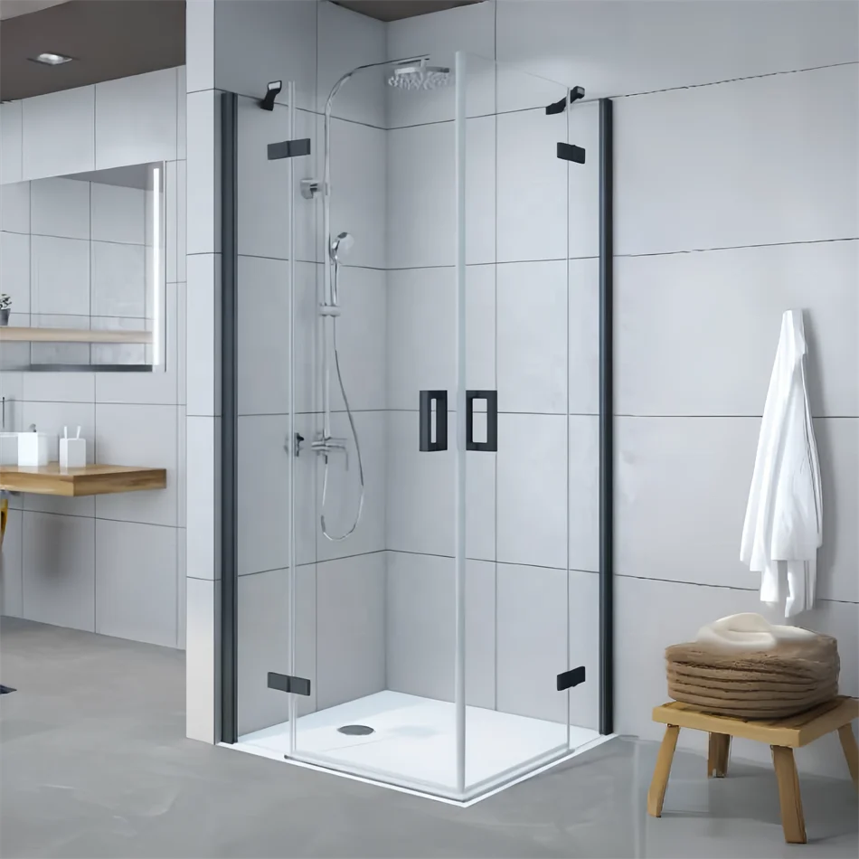 Oumeiga frame door for shower cubicle 760mm corner entry shower enclosures chrome profile