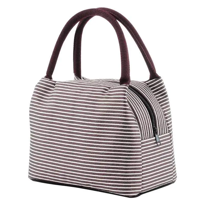 Wholesale Custom Reusable Eco Friendly Striped Small Cute Nurse Canvas Soft Thermal Insulated LUNCH BAG for Women School Kids (1600468281610)