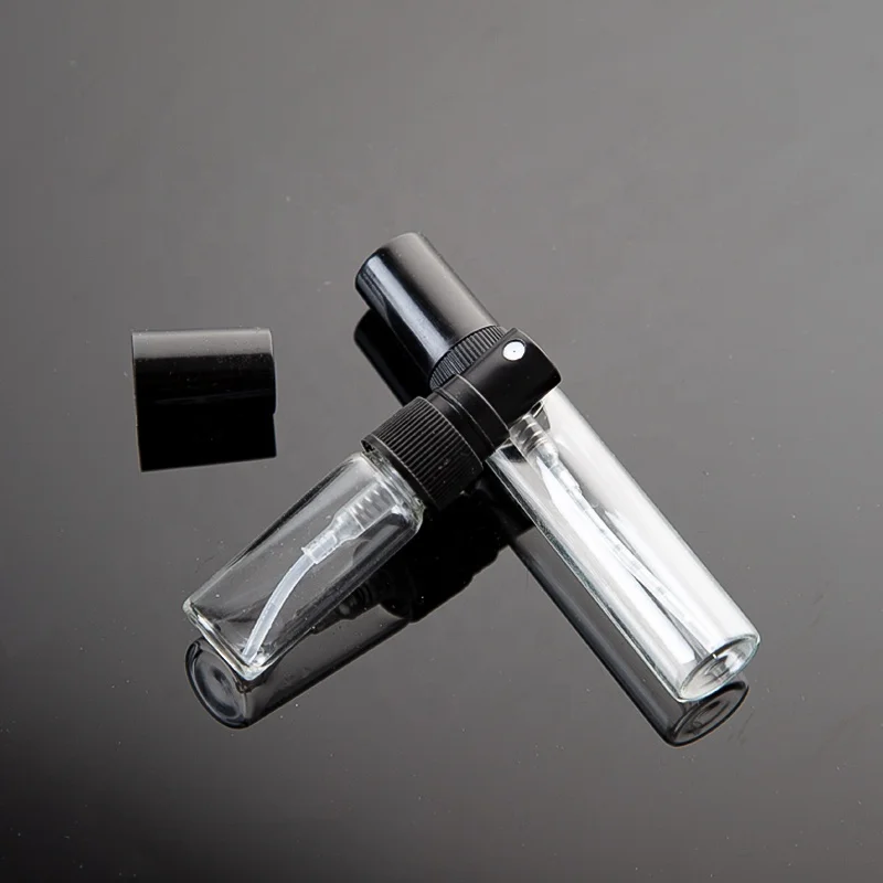 2ml/5ml/8ml/10ml empty portable bottle glass vail spray bottle with custom box white black silver gold cap