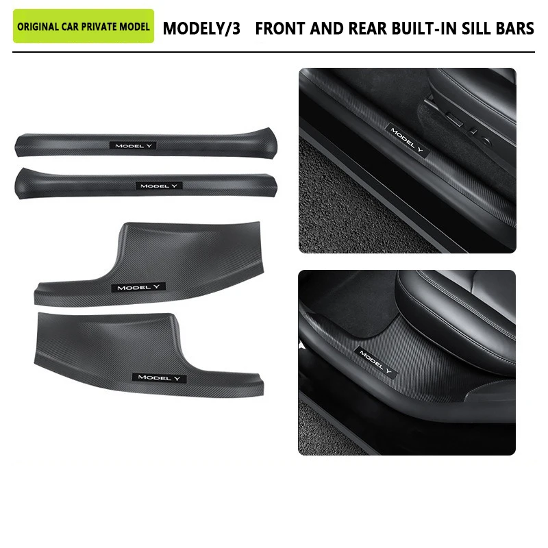 for Tesla Model Y Rear Slit-Bar Anti-Kick Door Mat with Dirt Resistance Accessory Car Protection