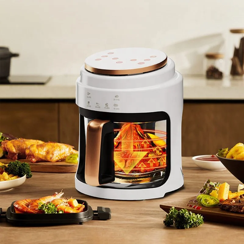 4L New Launch Automatic Multi-function Household Electric French Fryer Smokeless Glass Visual Bowl Air Fryer