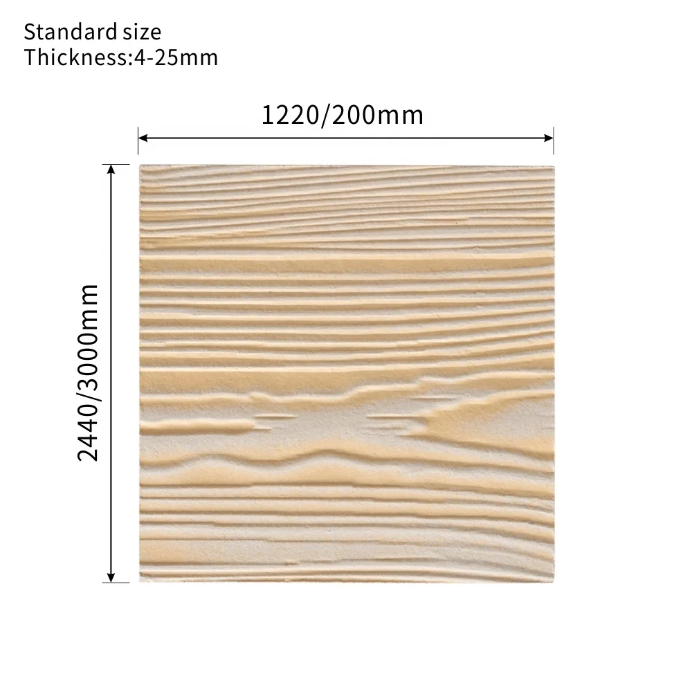 100% Asbestos Free Waterproof Color Painted Wood Grain fibre cement sheet with fireproof