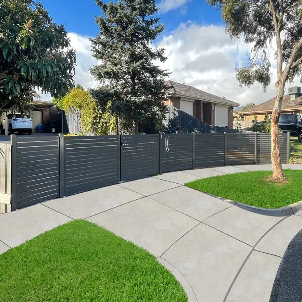 Modern  Design Slat Aluminum Boundary Wall Fence Hot Sale Aluminum Privacy Fence Slat Fence System