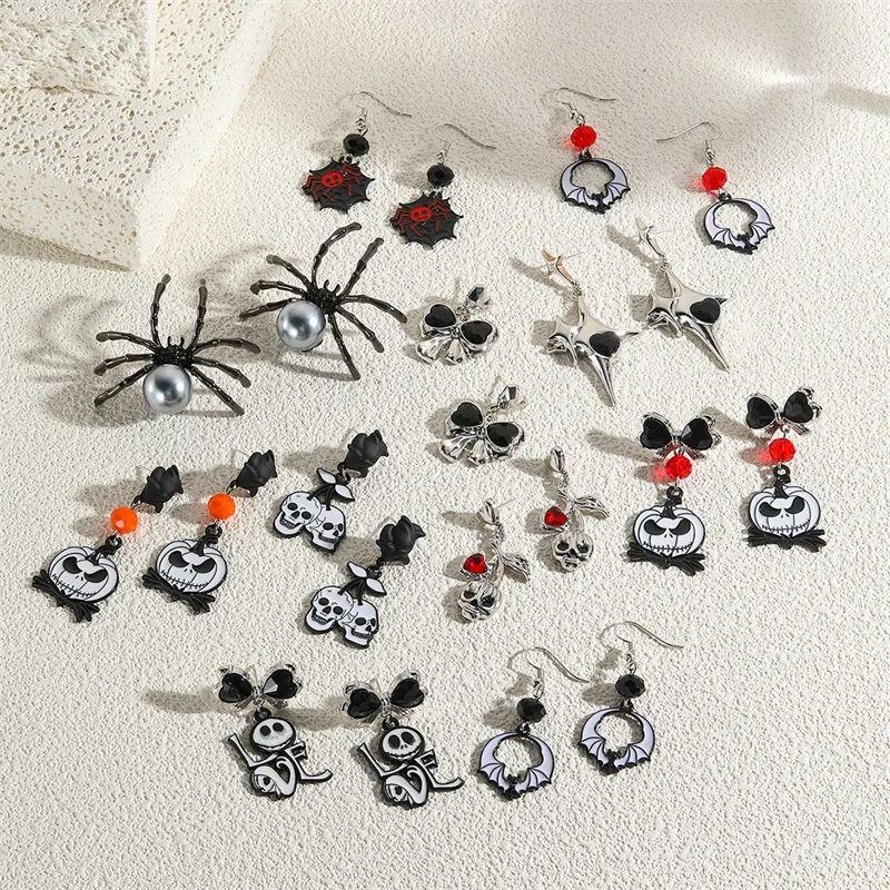 Best Seller Halloween Earrings Set Skeleton Pumpkin Spider Ghost Drop Earring Gold Earring Party Gifts