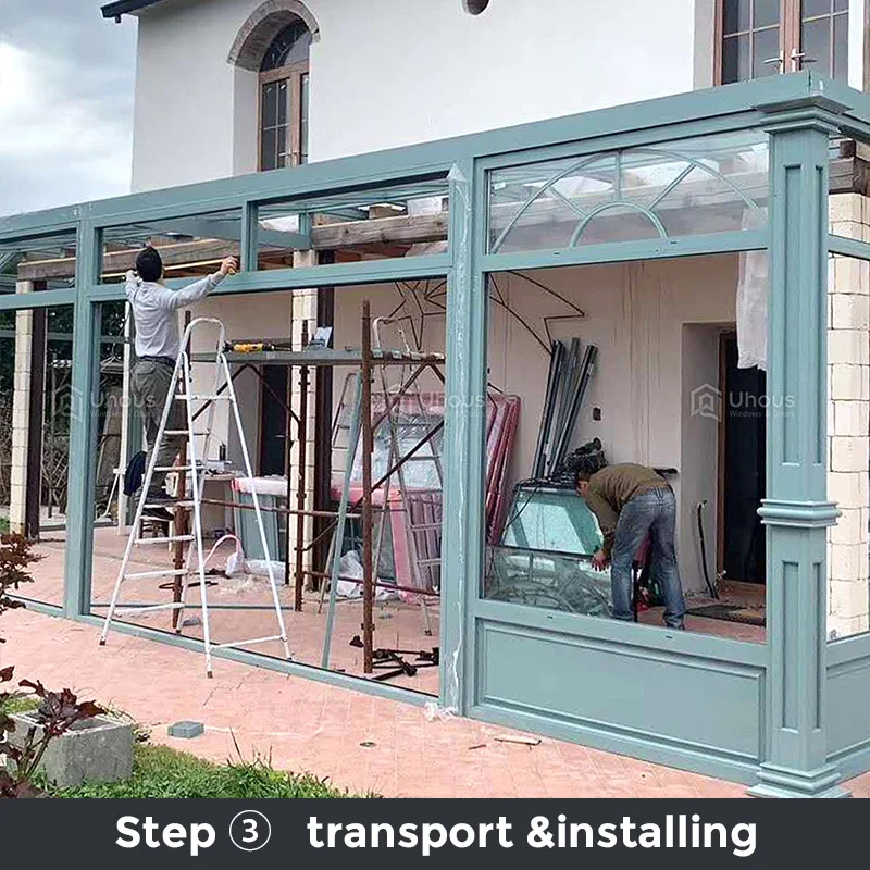 Индивидуальные Летний сад lowe стеклянный дом алюминиевая рама солярий двойное закаленное стекло застекленные террасы