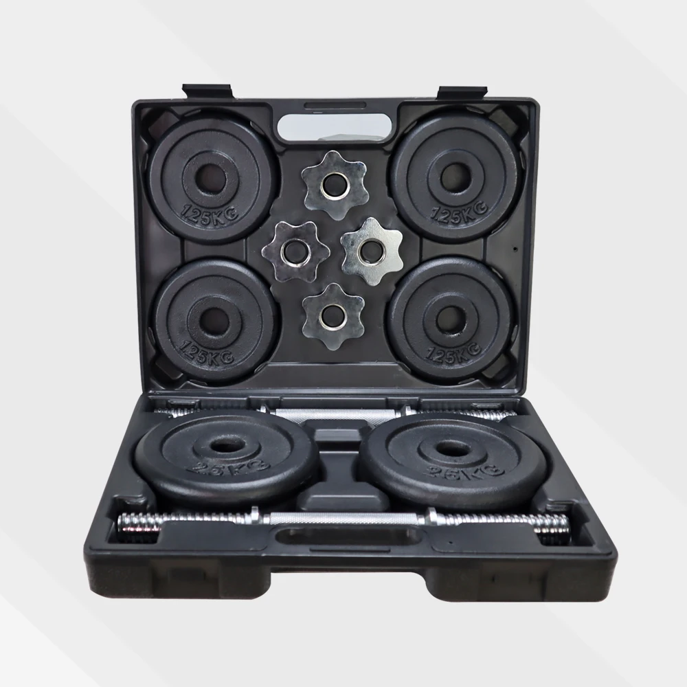 Rouser Fitness Adjustable Dumbbell Sets Gym Strength Training Cast Iron 20 kg Dumbbell Sets with Plastic Box For Men