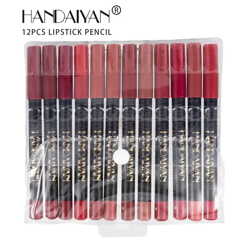 12 pcs/lot long-lasting waterproof 12 colors saturated matte lip liner lipstick pencil