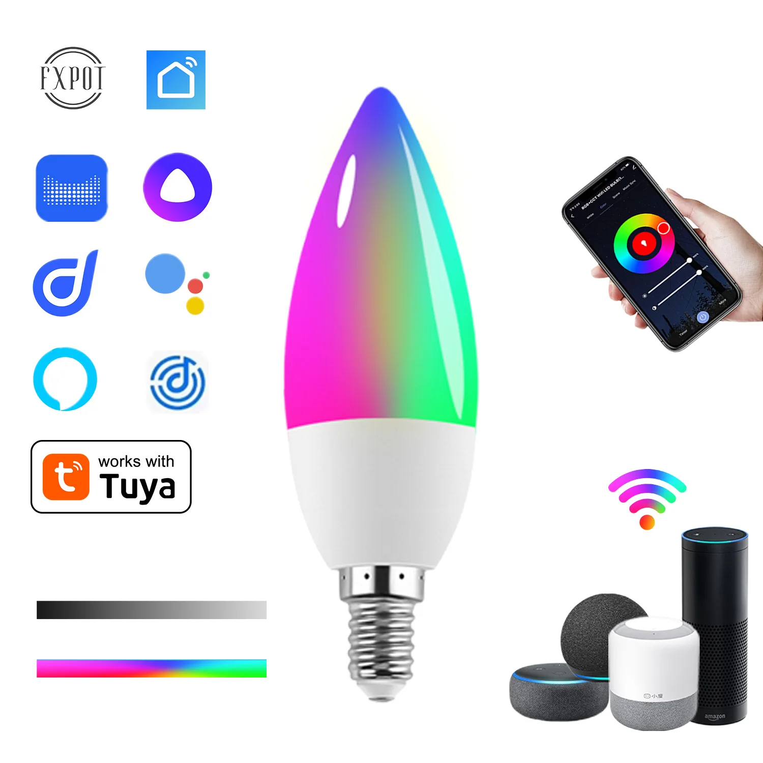 5 Вт Голосовое управление Alexa Google Tuya Smart Life E14 WiFi лампа светодиодные свечи умные лампы