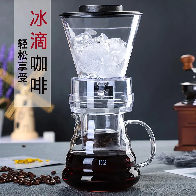 500ml  with Adjustable Water Flow Arriart Pour Accessories Cold Brew Maker Ice Drop Glass Pot Coffee Dripper Set